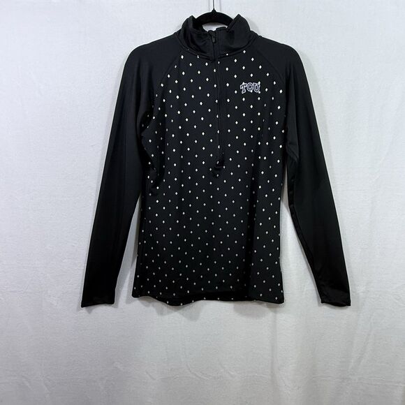 Champion NCAA TCU Horned Frogs Half Zip Black Pullover Jacket Women's Size L - Picture 1 of 10
